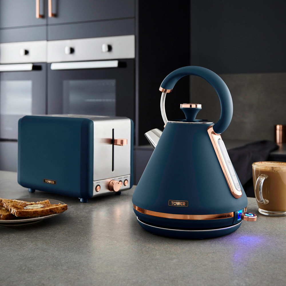 Tower Cavaletto EEJB225 Blue 4 Slice Toaster with 1.7L Kettle Set Image 2