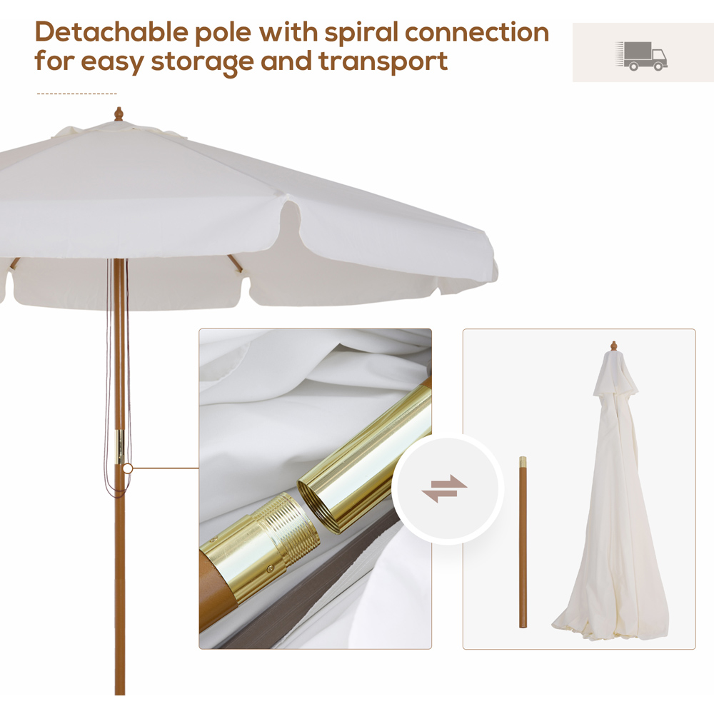 Outsunny Ruffles Cream White Patio Parasol Image 4