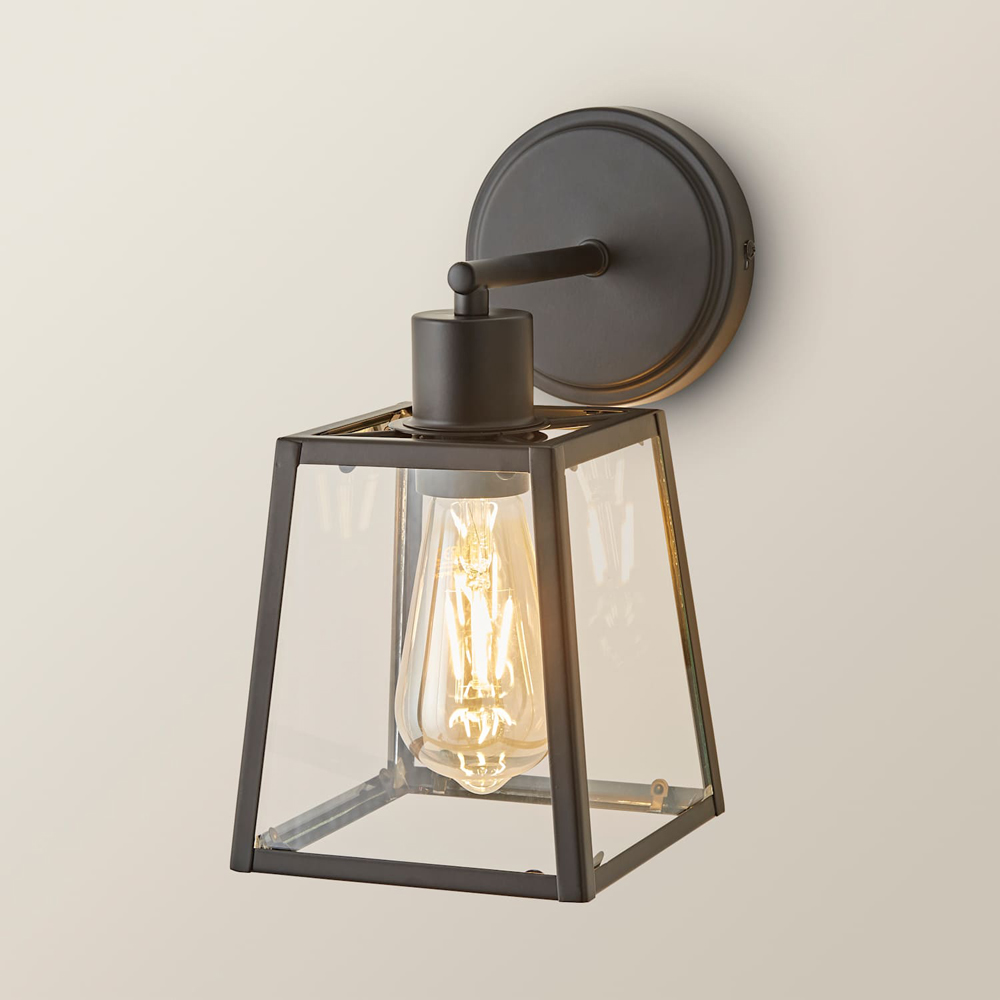 ValueLights Susie Lantern Shade Matt Black Glass Wall Light with Bulb 2 Pack Image 6
