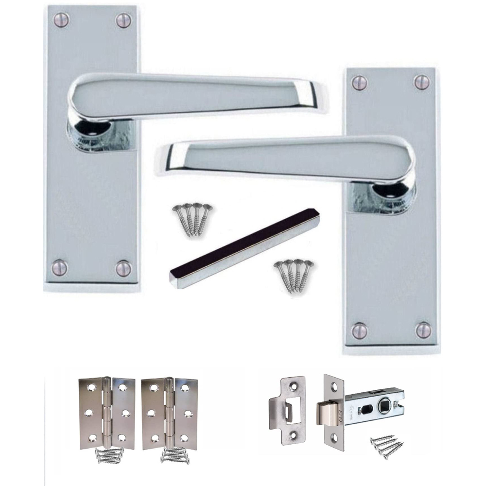 Golden Grace Polished Chrome Victorian Straight Latch Door Handle Set 5 Pack Image 2