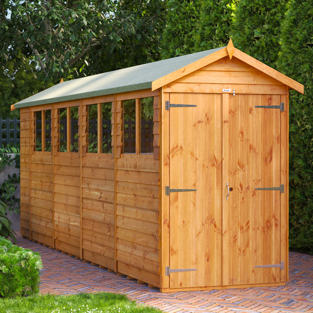 Power Sheds 18 x 4ft Double Door Overlap Apex Wooden Shed Image 2