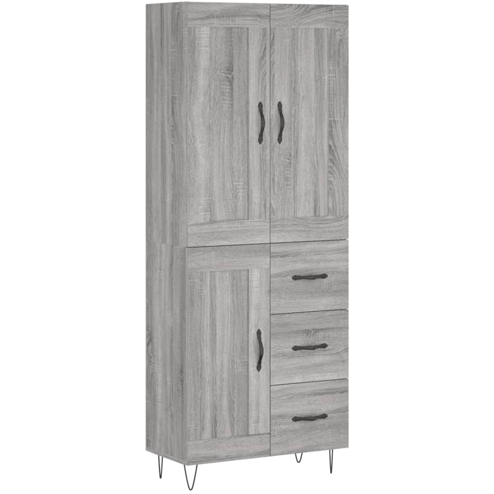 vidaXL 3 Door 3 Drawer Grey Sonoma Highboard Image 2
