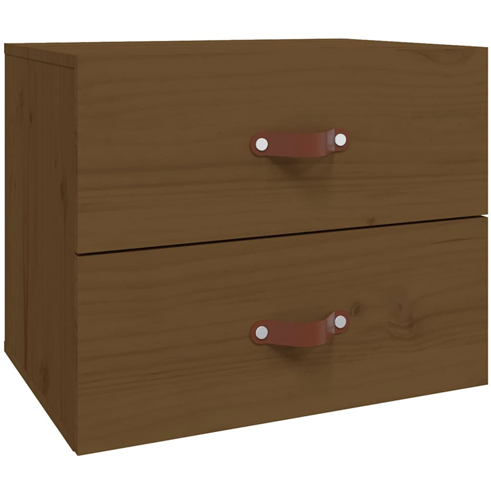 vidaXL 2 Drawer Honey Brown Wall Mounted Nightstand Image 4