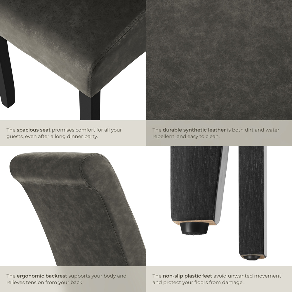 tectake Grey Marble Leather High Backrest Dining Chair Image 6