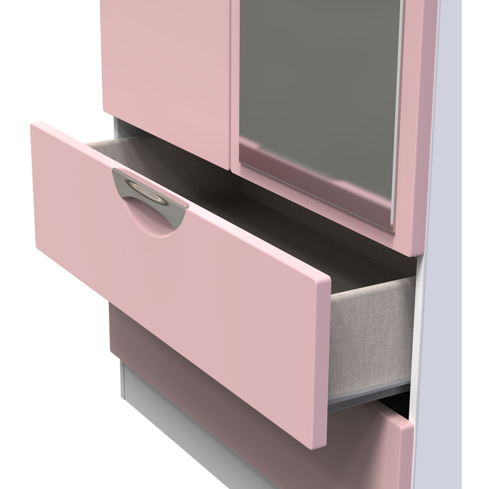 Crowndale Camden 2 Door 2 Drawer Kobe Pink and White Mirrored Wardrobe Ready Assembled Image 7