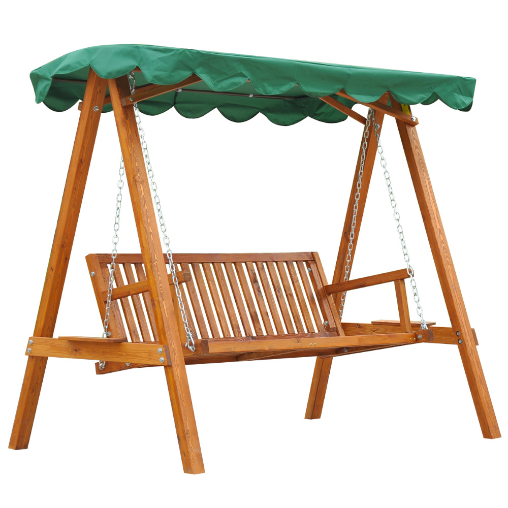 Outsunny 3 Seater Green Wooden Swing Seat Image 2