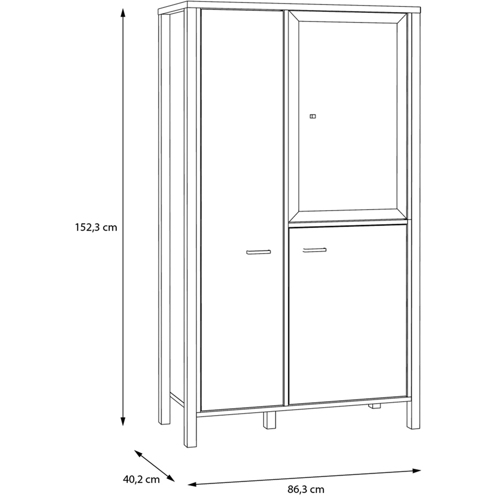 Florence High Rock 2 Door Matt Black and Riviera Oak Small Display Cabinet Image 8