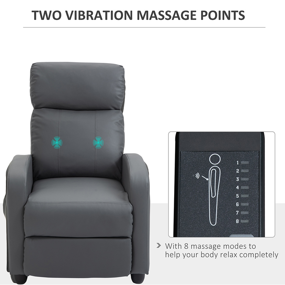 Portland Grey PU Leather Massage Recliner Chair with Remote Image 6