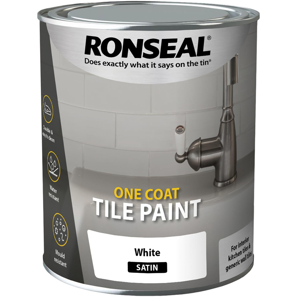 Ronseal One Coat White Satin Tile Paint 750ml Image 2