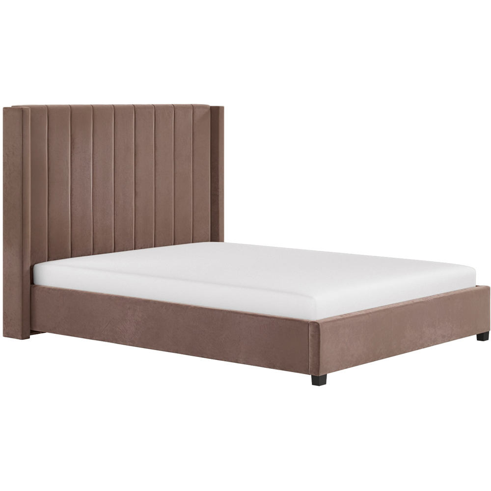 Flair Tiggy Double Chocolate Velvet Lift-Up Ottoman Bed with Winged Headboard Image 2