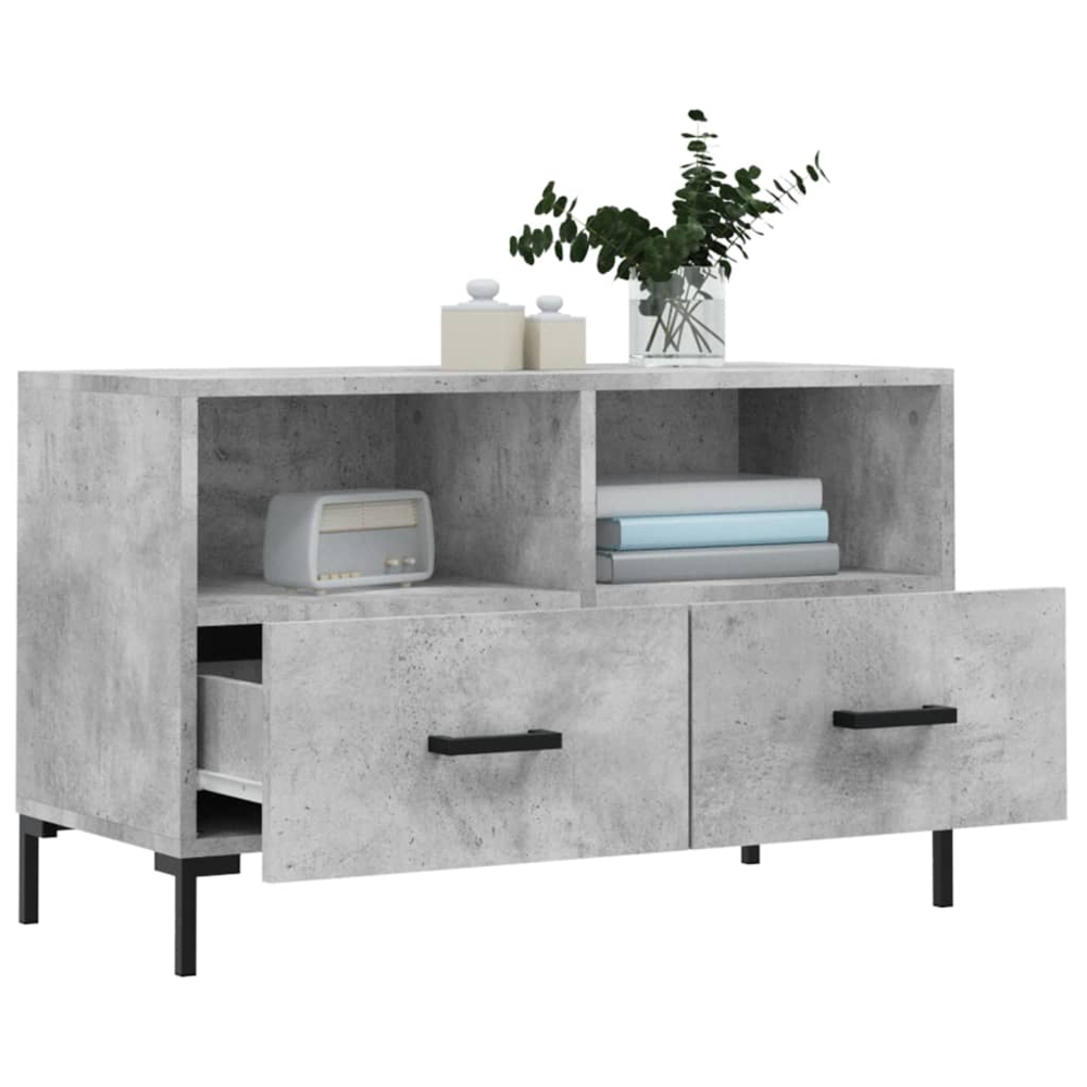 vidaXL 2 Drawer 2 Shelf Concrete Grey TV Cabinet Image 4