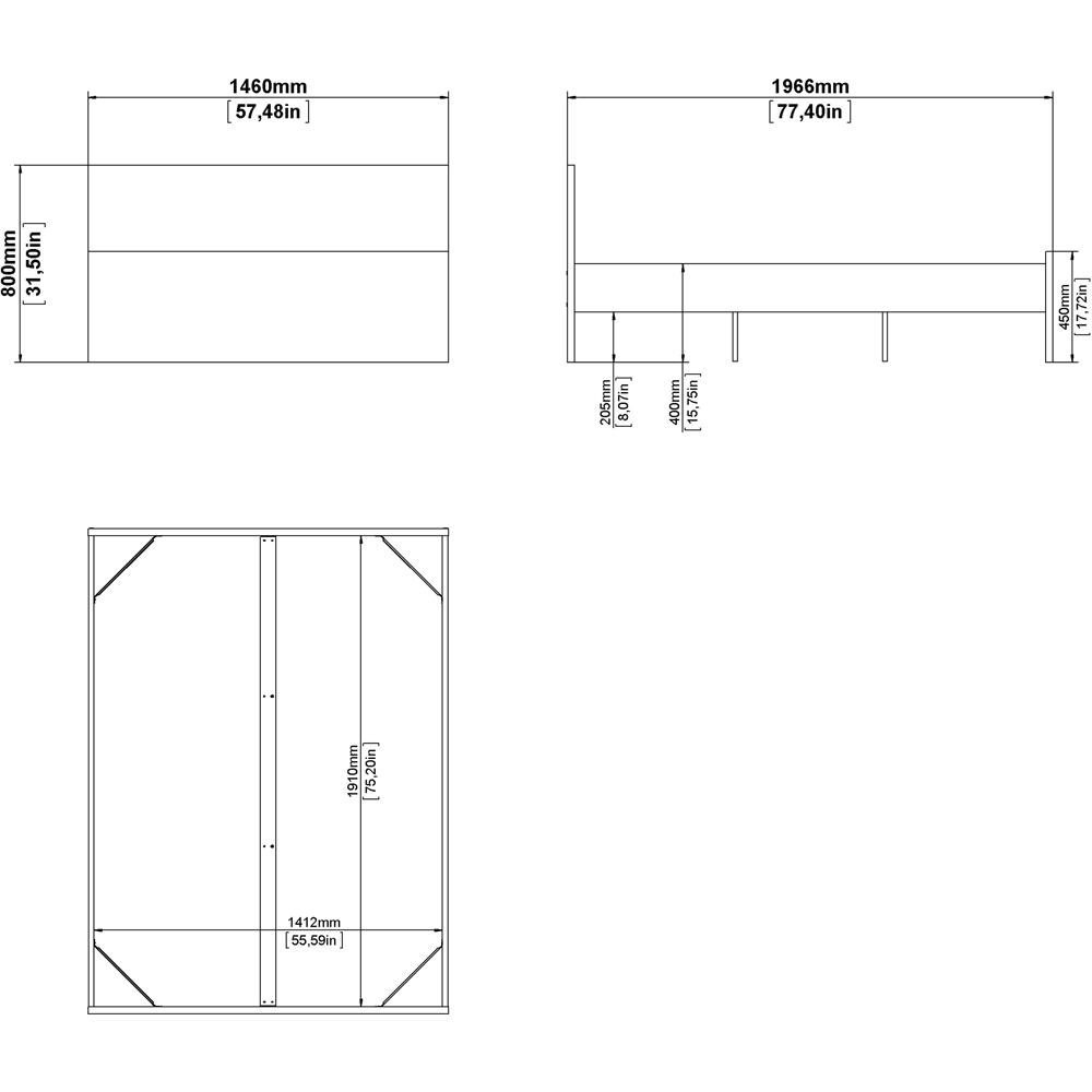 Florence Double Matt Black Bed Frame Image 9