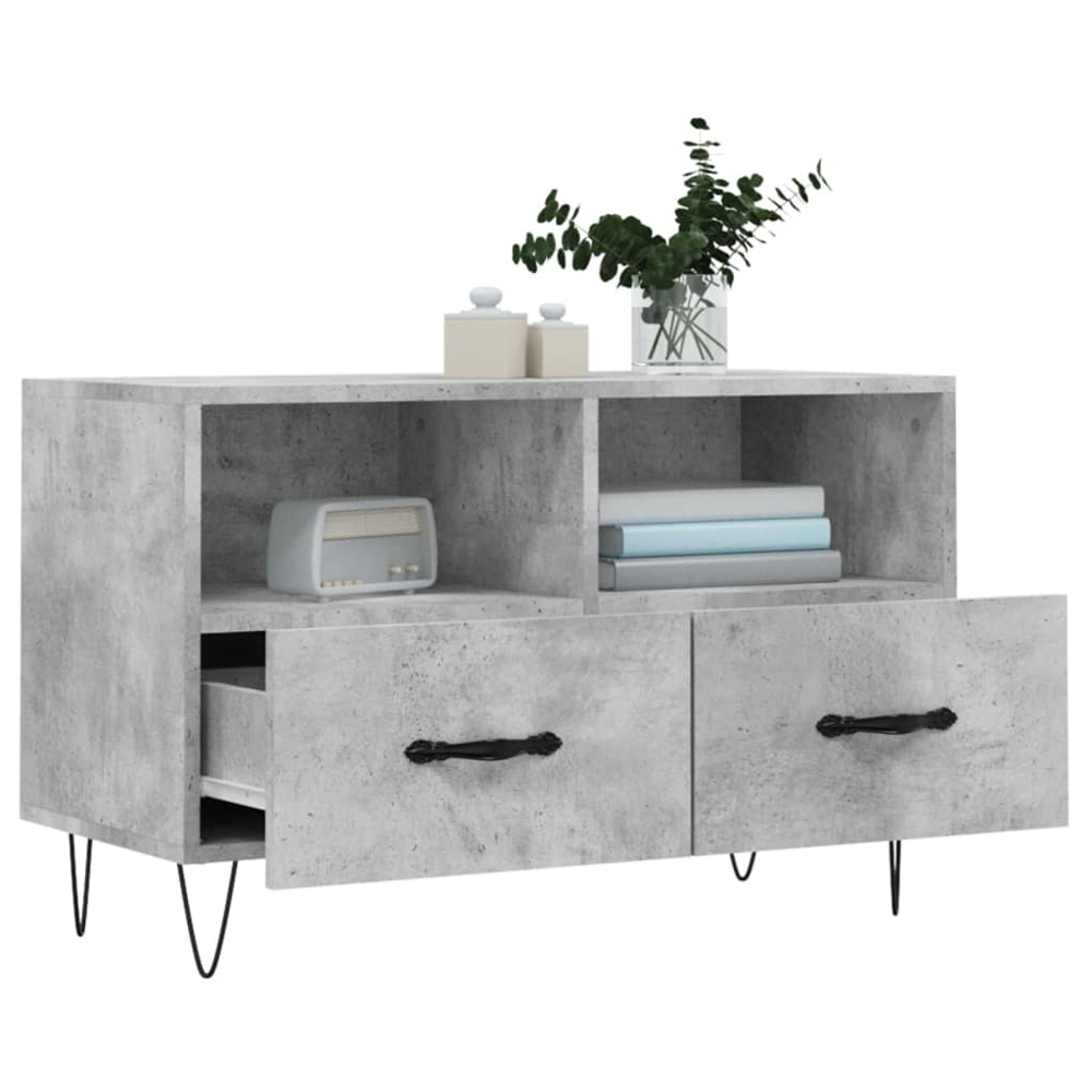 vidaXL 2 Drawer 2 Shelf Concrete Grey TV Cabinet Image 4