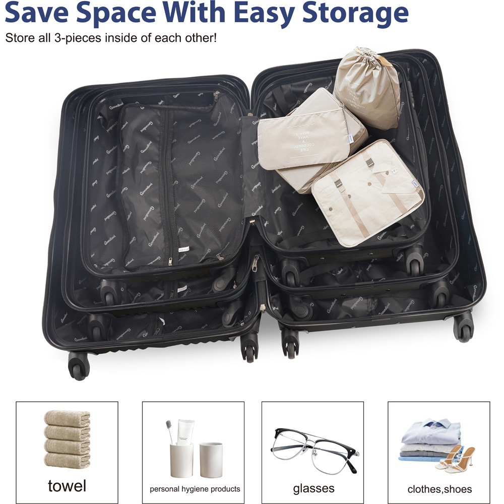 Groundlevel Delta Hard Shell Set of 3 Black XL Luggage Suitcase Image 5