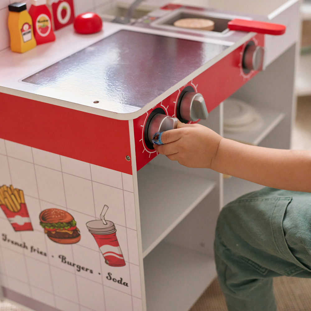 Teamson Kids Red Flip and Fry Burger Shop Playset Image 8