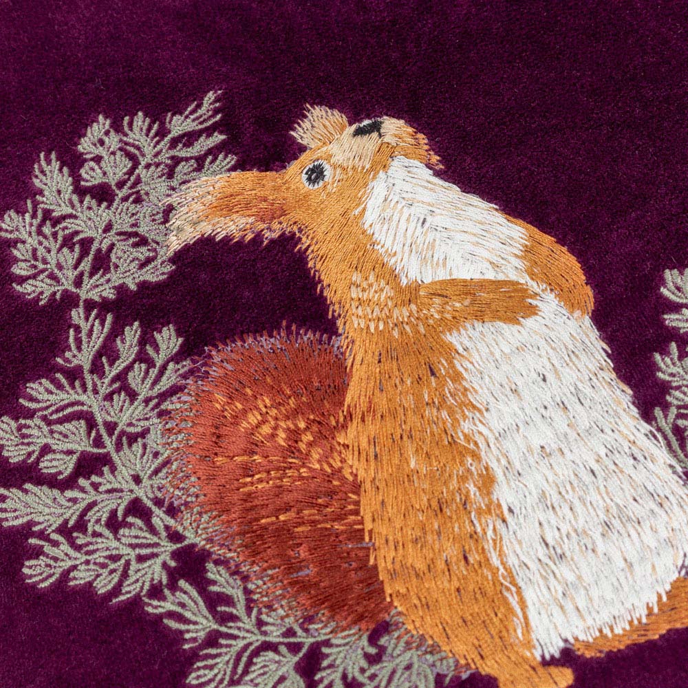 Furn Pineberry Forest Embroidered Plum Velvet Cushion 45 x 45cm Image 5