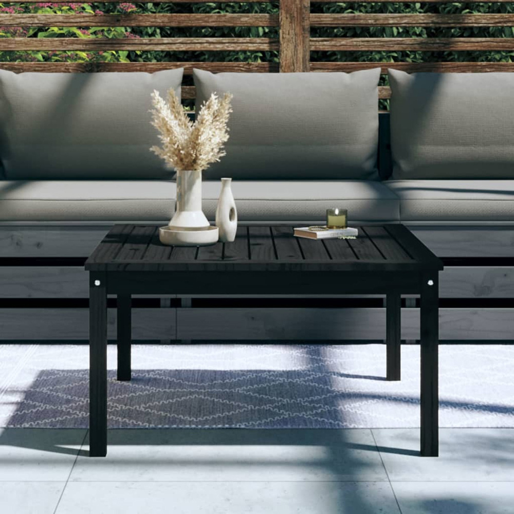 vidaXL Black Solid Pine Wood Slatted Garden Table 82.5 x 82.5cm Image 7