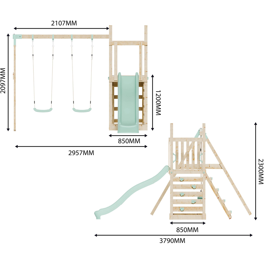 Mercia Mountain Climbing Frame Play Tower with Slide and Double Swing Image 9