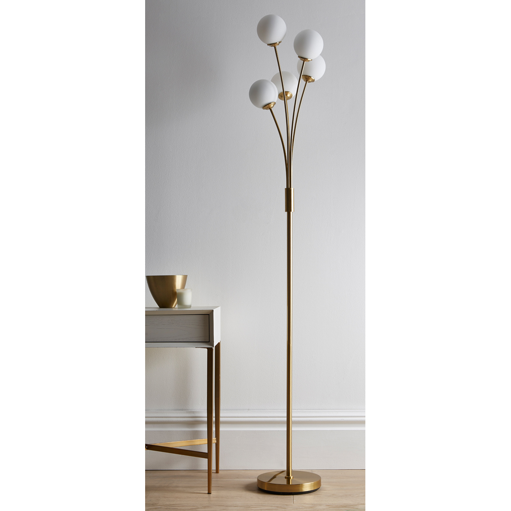 Kliving Mabel 5 Light Satin Brass Floor Lamp Image 2