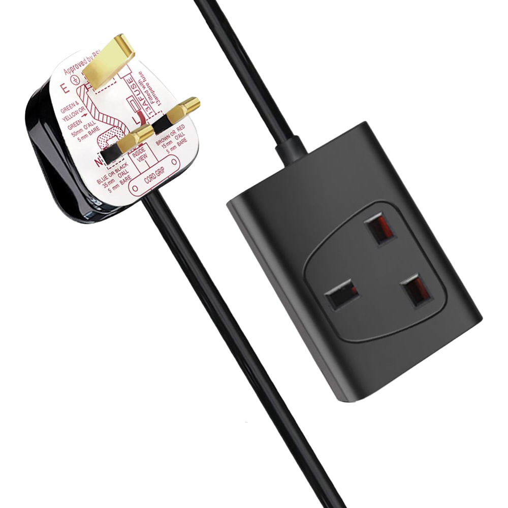 ExtraStar 13A 10m Single Socket Black Extension Lead with Cable Image 1