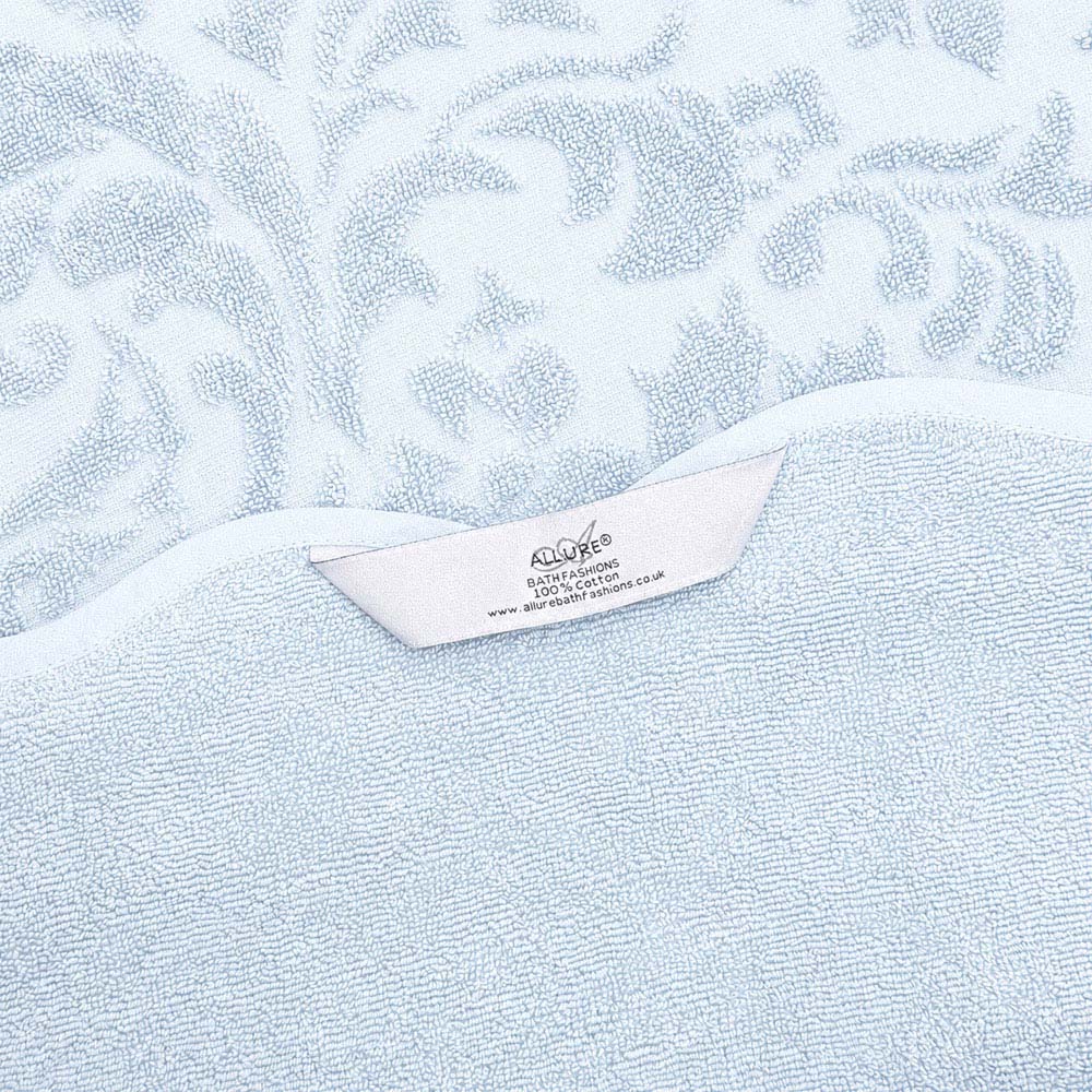 Allure Bath Fashions Gracie Baby Blue Floral Jacquard Scalloped Bath Sheet 100 x 150cm Image 4