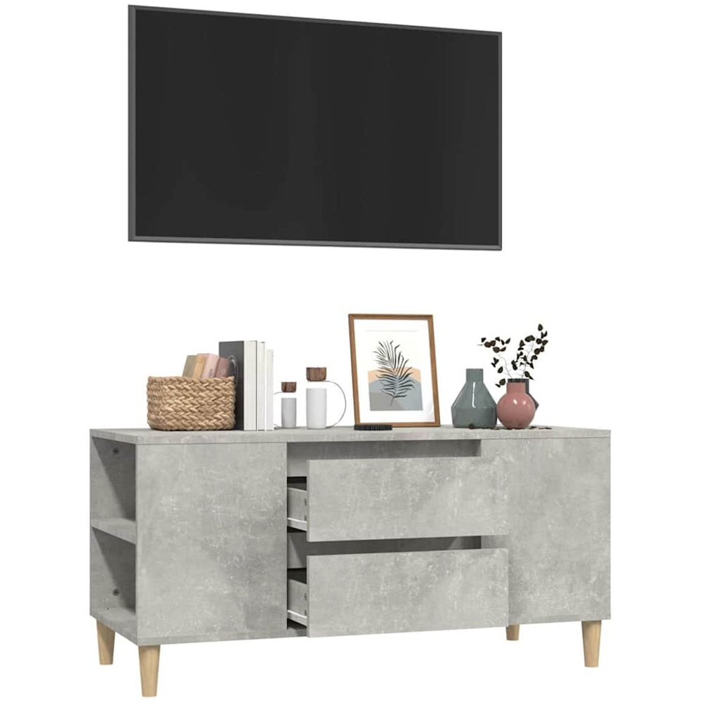vidaXL 2 Drawer 4 Shelf Concrete Grey TV Cabinet Image 4