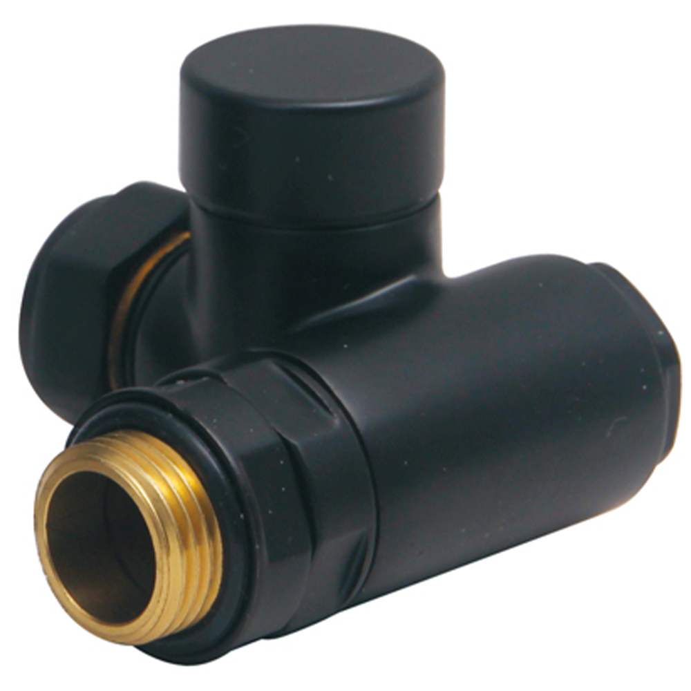 Towelrads Black Dual Fuel TRV and Lockshield Set 15mm x 1/2inch Image 3
