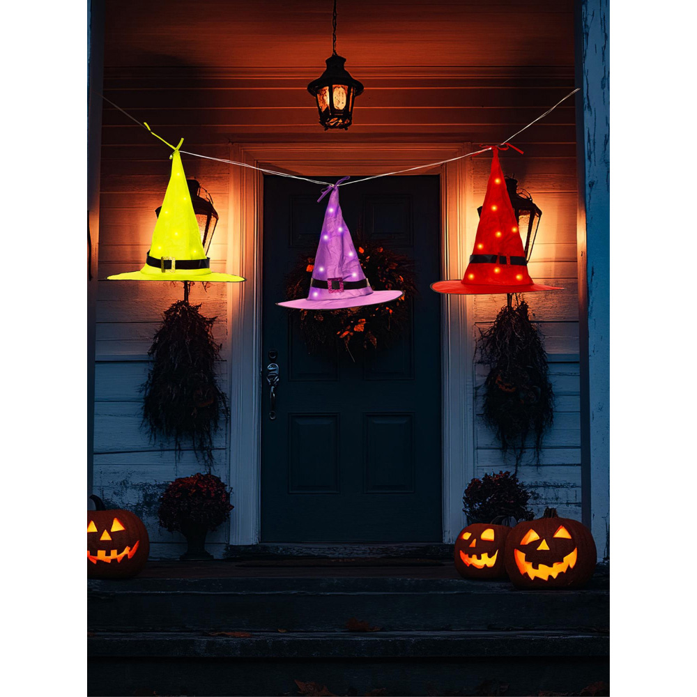 Rubies 3 Piece LED Light-Up Floating Witch Hat Halloween Decoration Image 3
