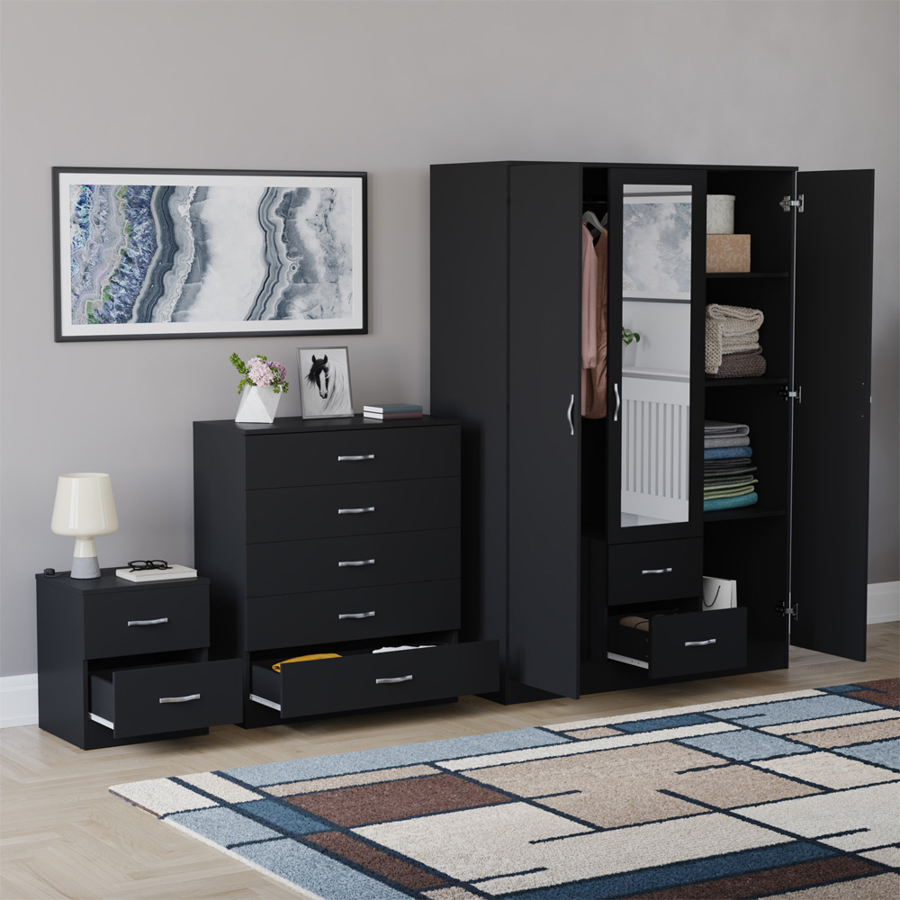 VIDA DESIGNS Riano Black 3 Piece Bedroom Furniture Set Image 5