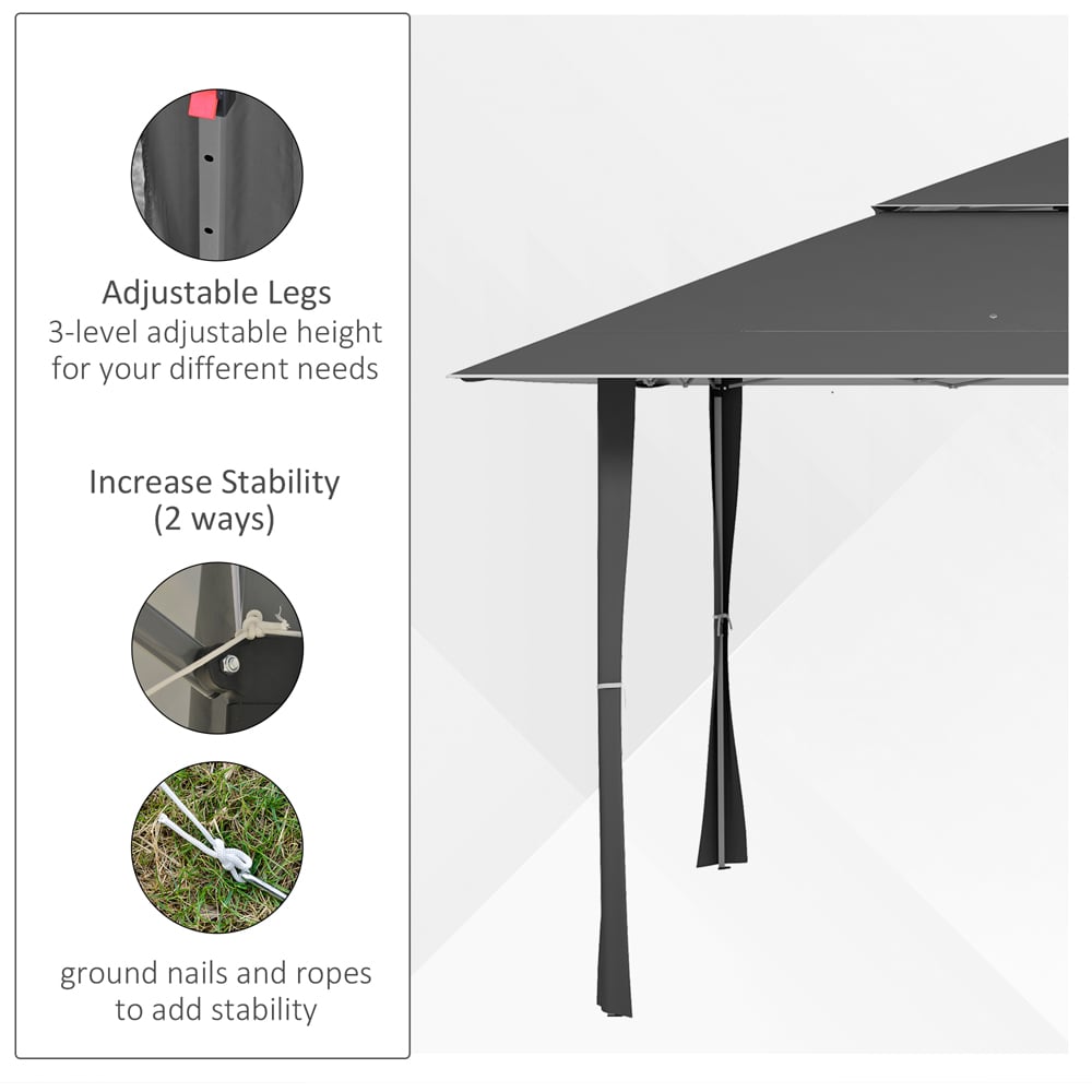 Outsunny 4 x 4m Dark Grey Steel Double Roof Pop-up Gazebo Image 5