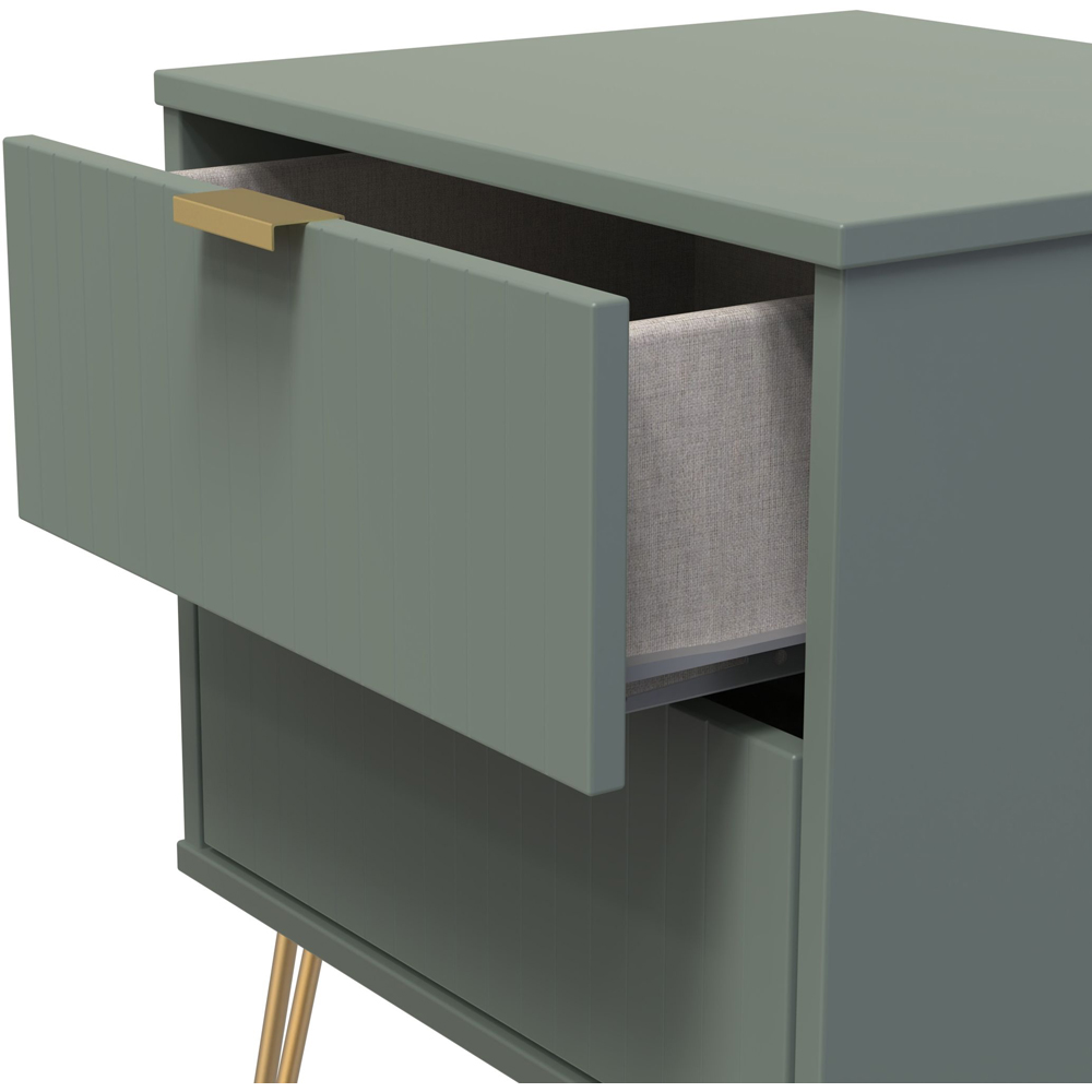Crowndale 2 Drawer Reed Green Bedside Table Ready Assembled Image 6
