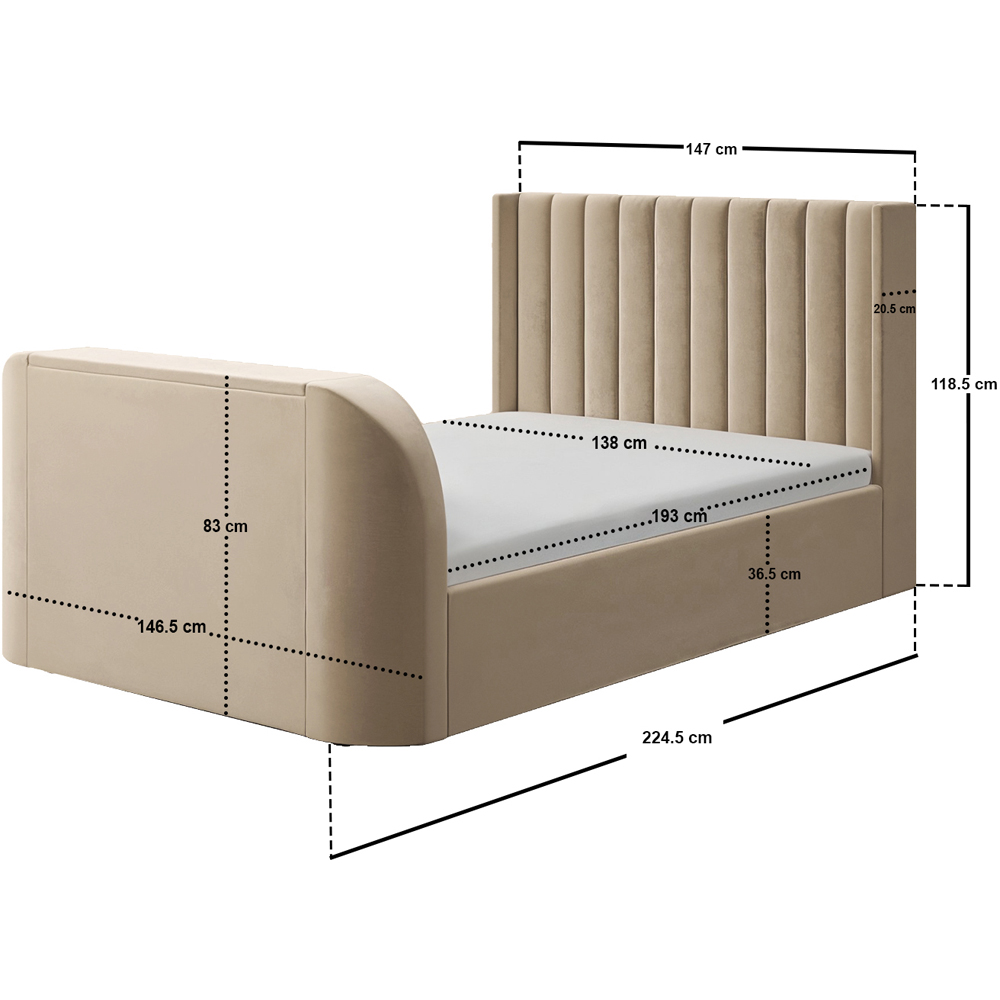 Flair Fallon Double Beige Velvet TV Side Lift Ottoman Bed Image 7