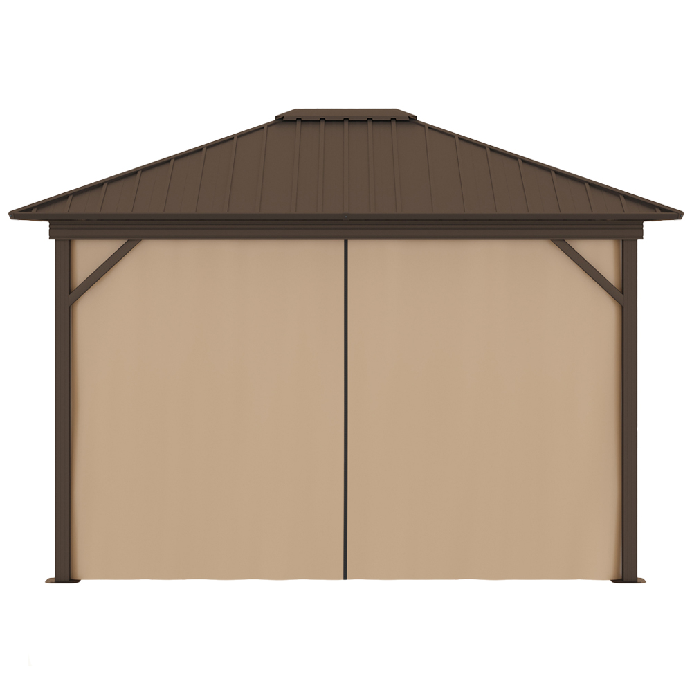 Outsunny 3.6 x 3m Brown Curtain Gazebo with Hardtop Image 4