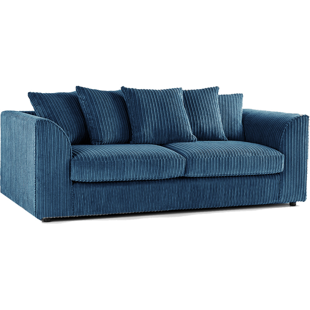 Luxor 5 Seater Marine Blue Jumbo Cord Scatter Back Sofa Suite Image 4