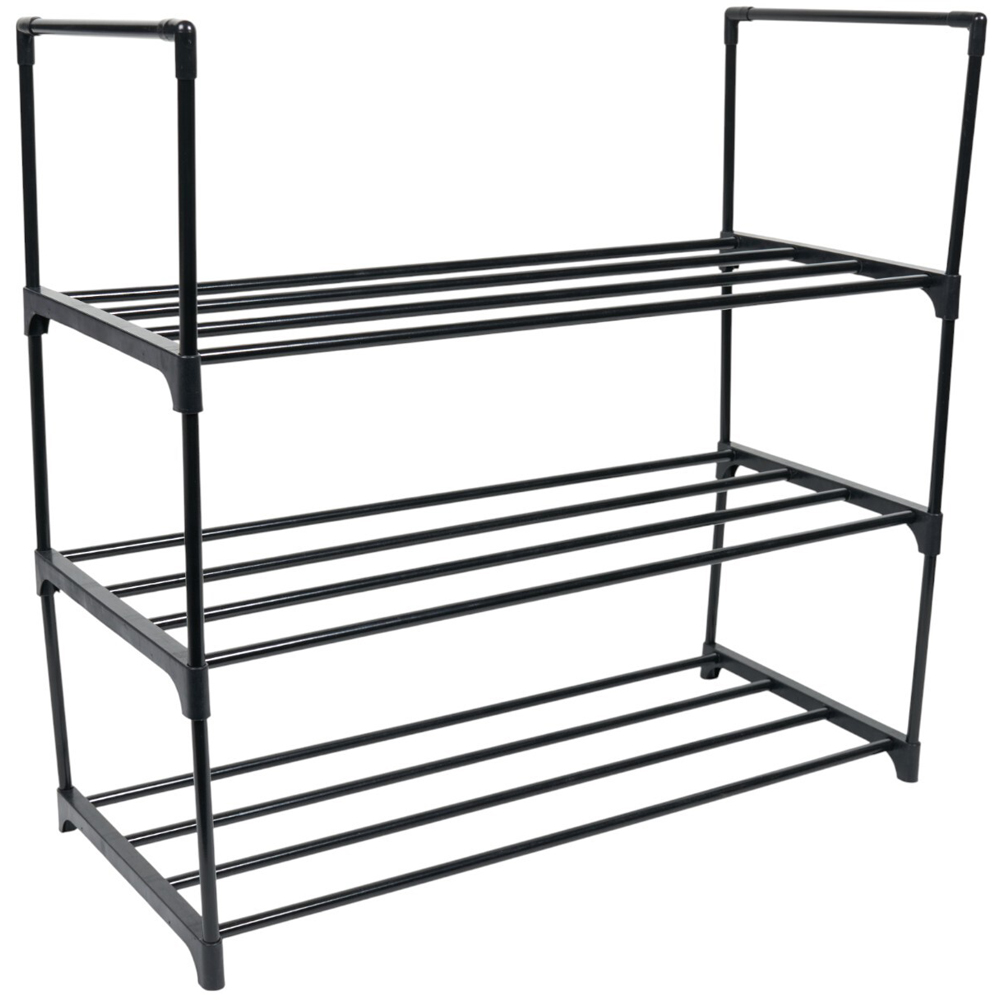 3 Tier Shoe Rack Black Image 5