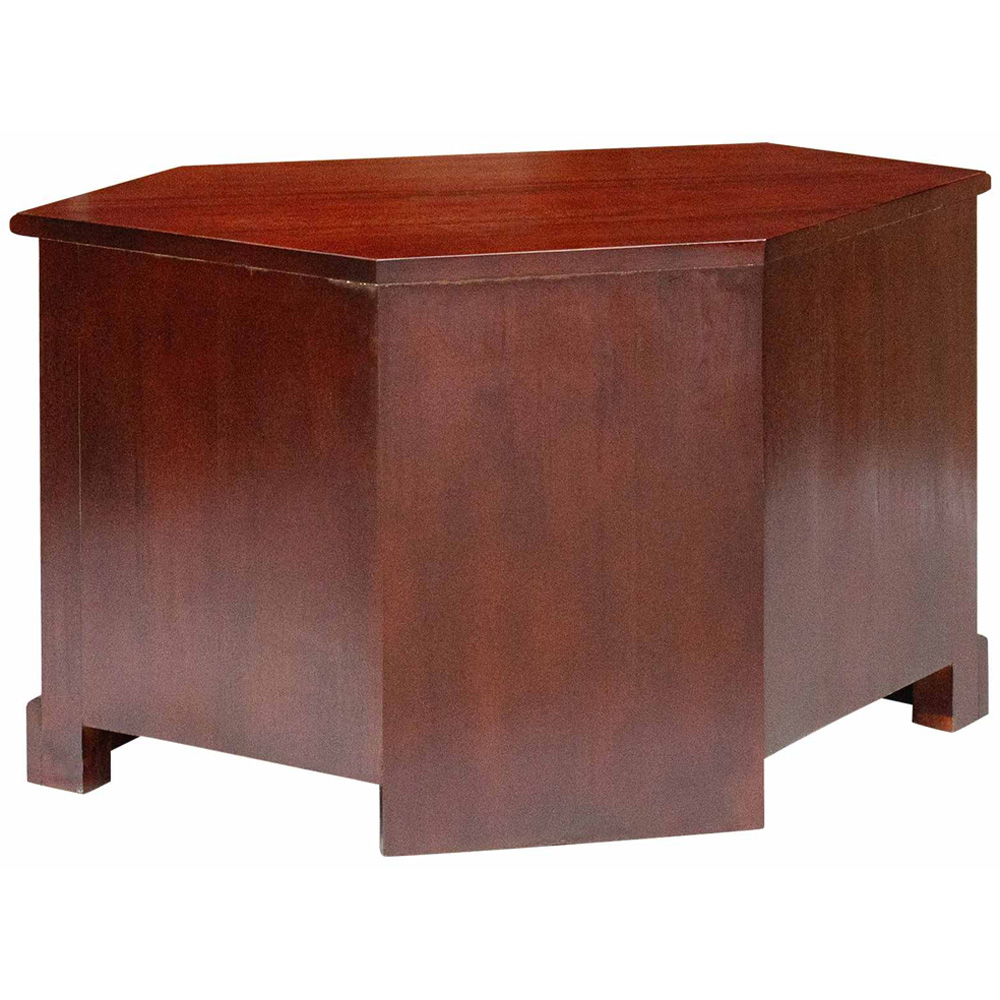 vidaXL Single Drawer 2 Shelf Brown Solid Mahogany Wood Corner TV Cabinet Image 7
