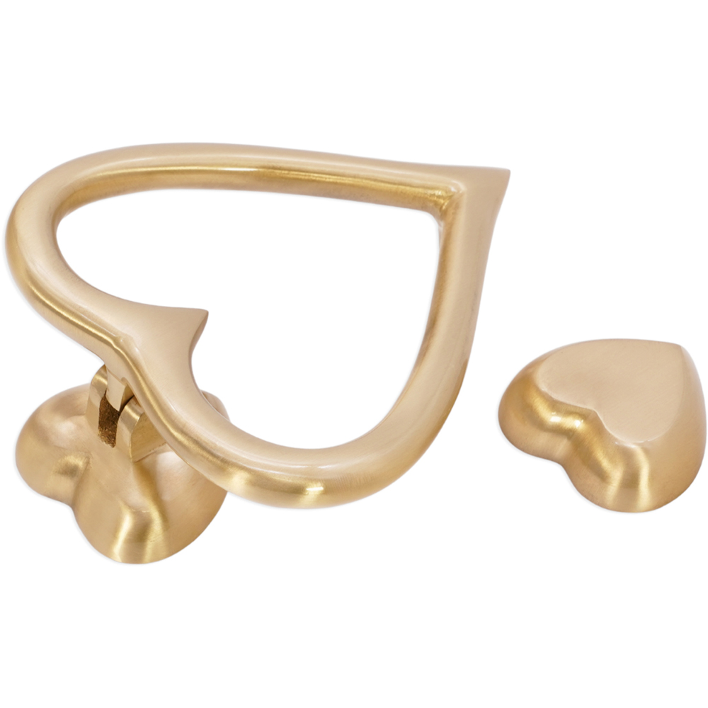 Spira Brass Satin Brass Heart Door Knocker Image 3