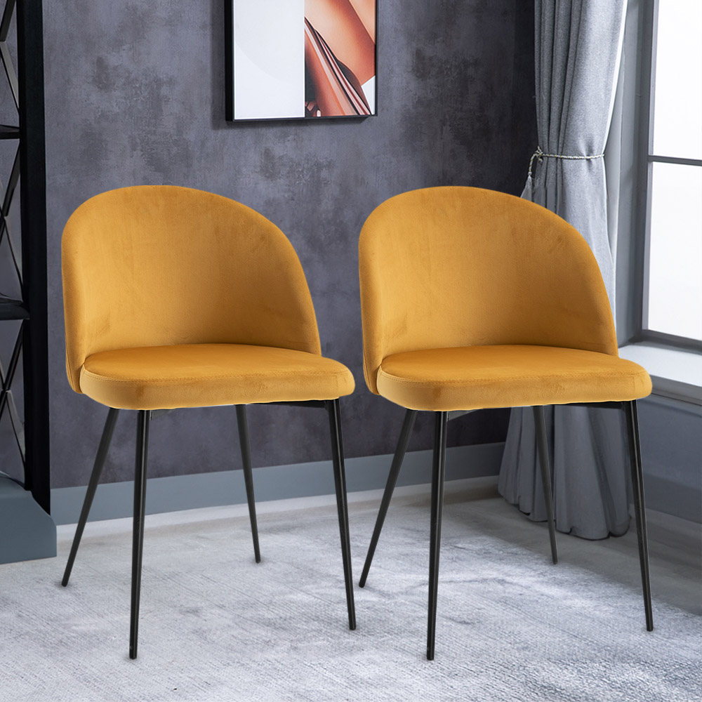 Portland Set of 2 Yellow Fabric Dining Chair Image 1
