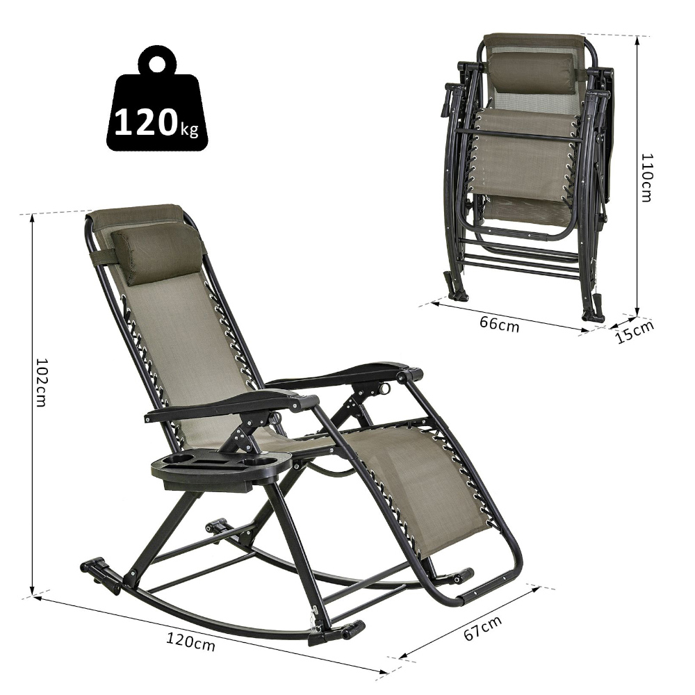 Outsunny Texteline Grey Zero Gravity Rocking Recliner Chair Image 6