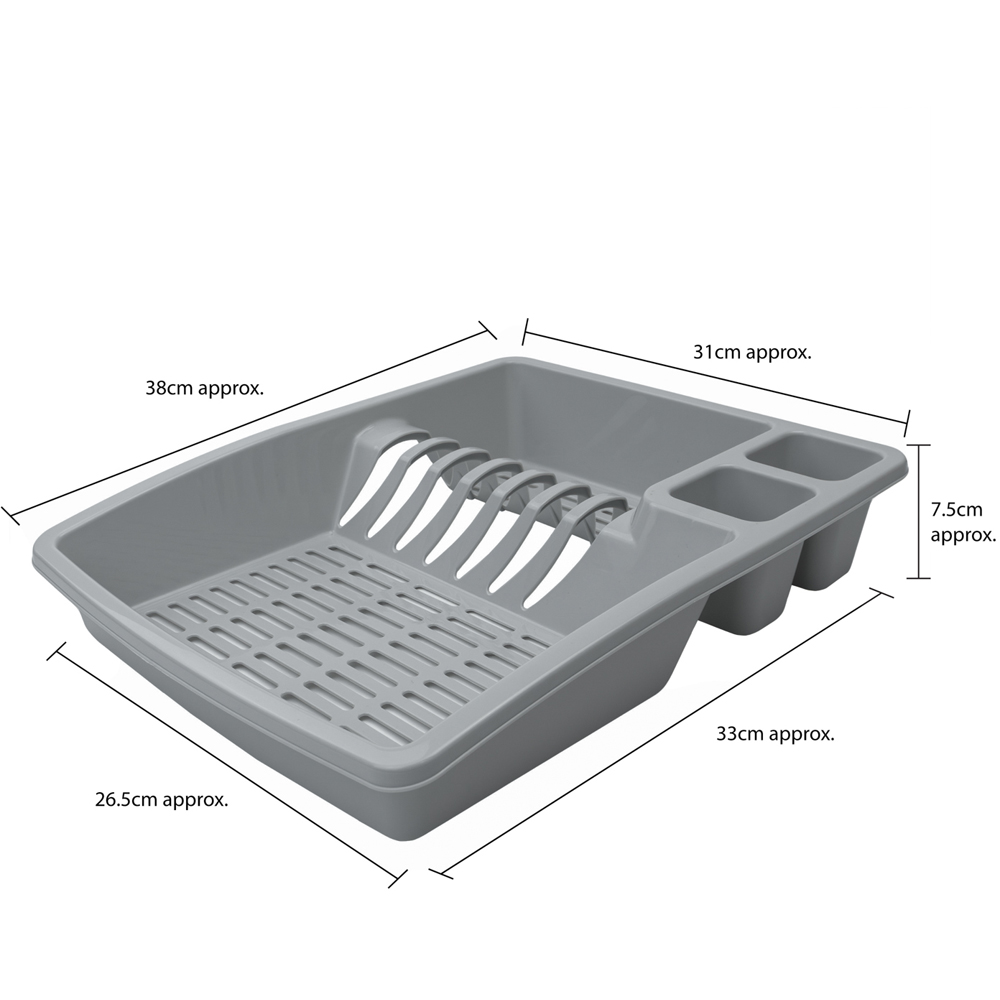 JVL Kitchen Grey Plastic Dish Drainer Washing Up Bowl Soap Dispensing Brush Bundle Image 7