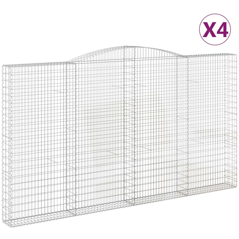 vidaXL Silver Galvanised Iron Arched Gabion Basket 400 x 30 x 220/240cm 4 Pack Image 2