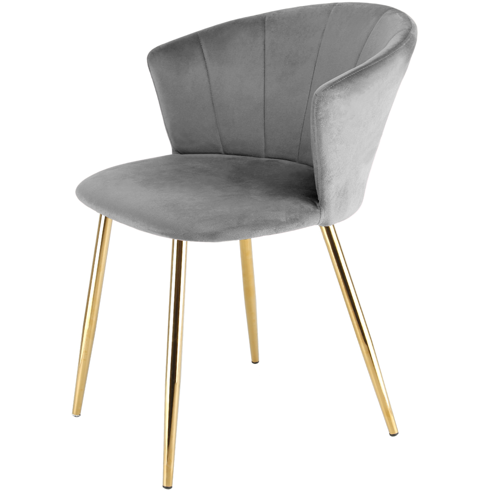 Ella Dining Accent Chair Velvet Upholstery - Grey (Gold Legs) Image 2