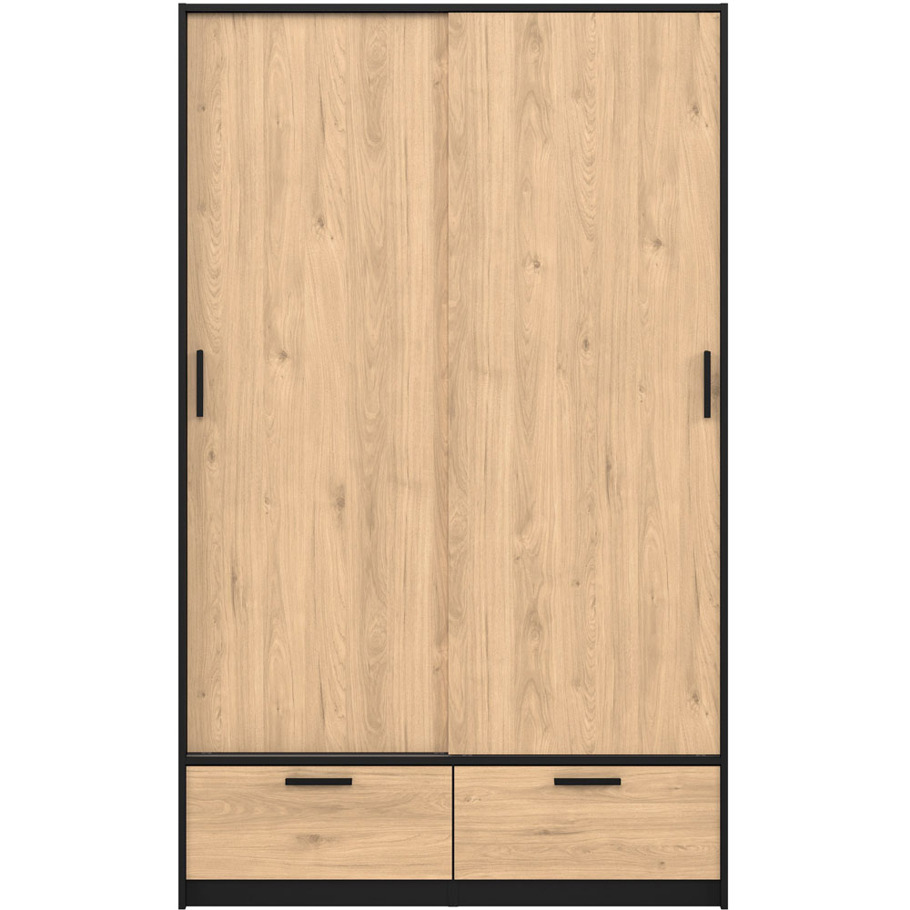 Florence Line 2 Door 2 Drawer Black and Jackson Hickory Oak Wardrobe Image 3