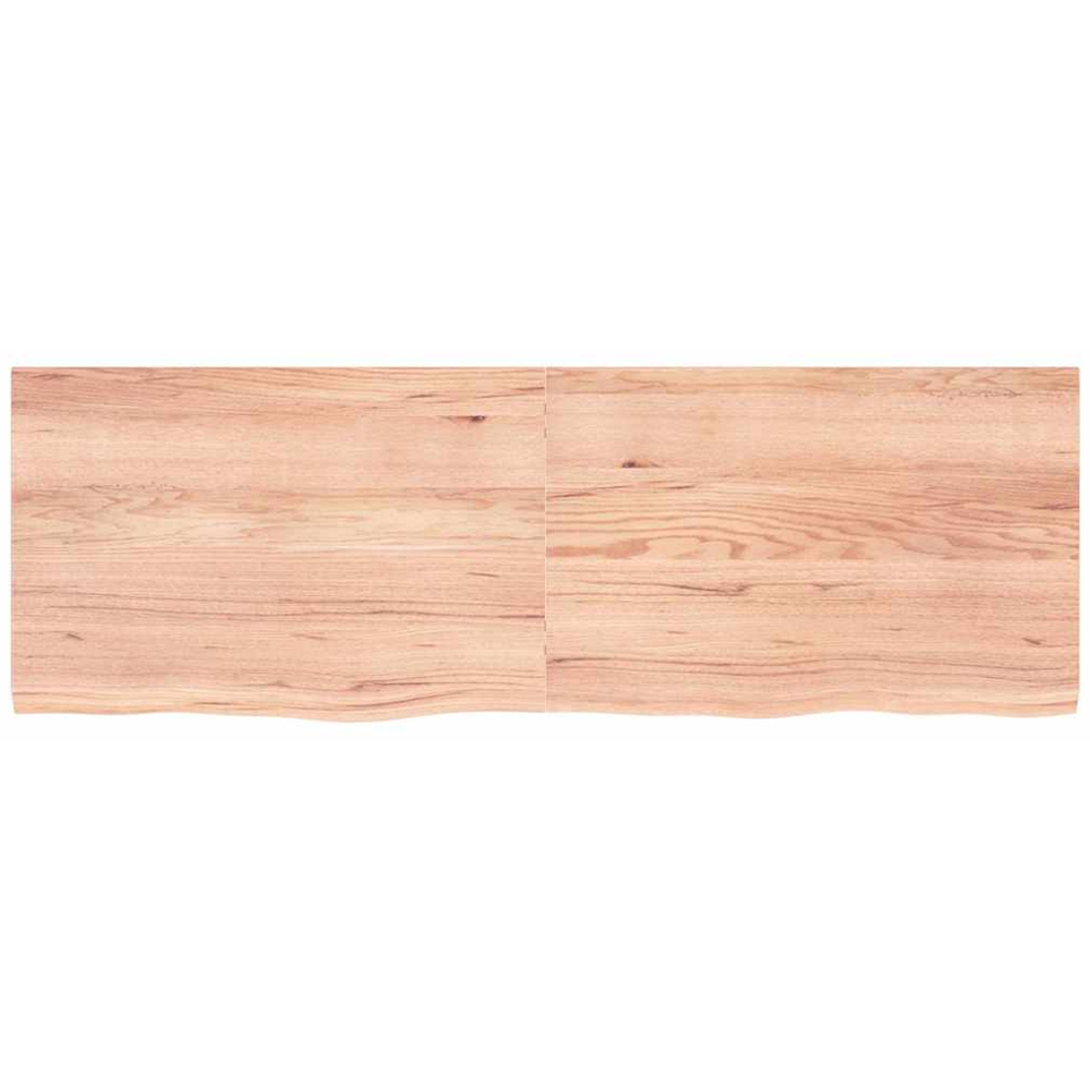 vidaXL 180 x 60 x 4cm Light Brown Treated Solid Wood Oak Wall Shelf Image 2