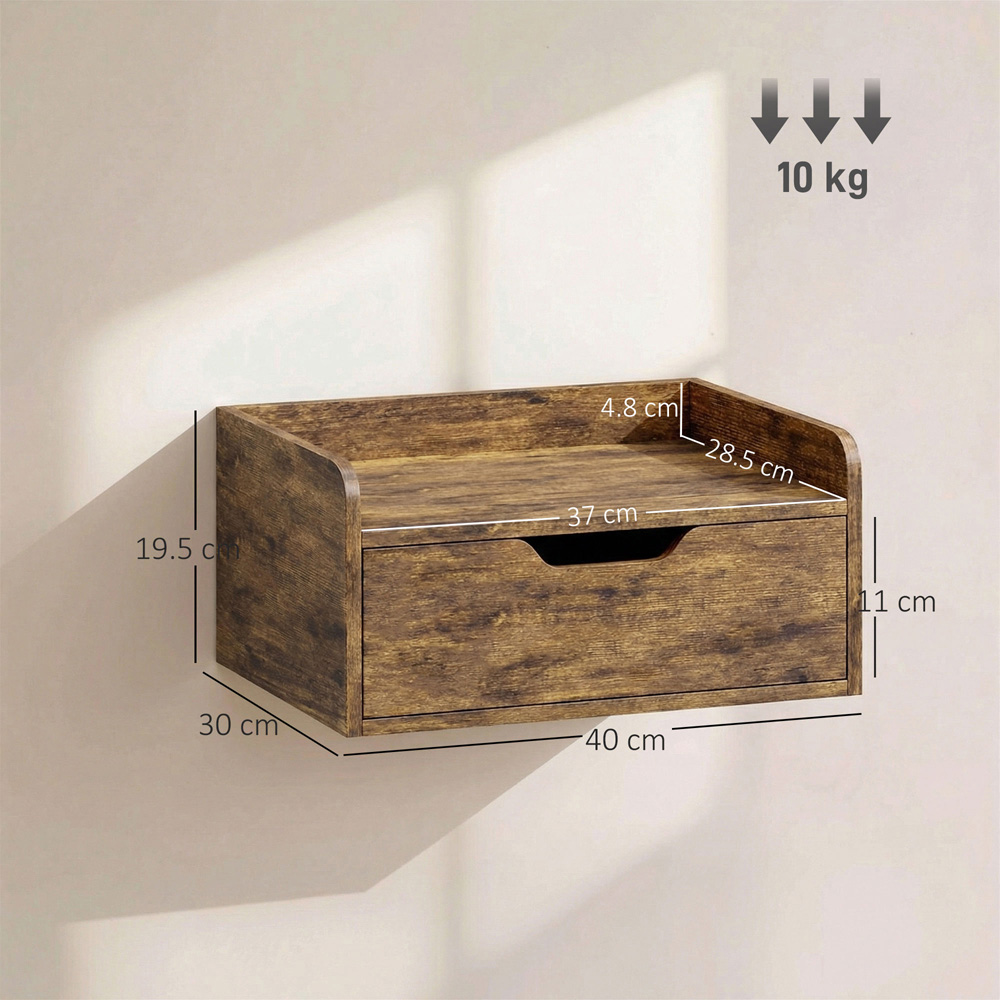 Portland Single Drawer Rustic Brown Floating Nightstand Set of 2 Image 9