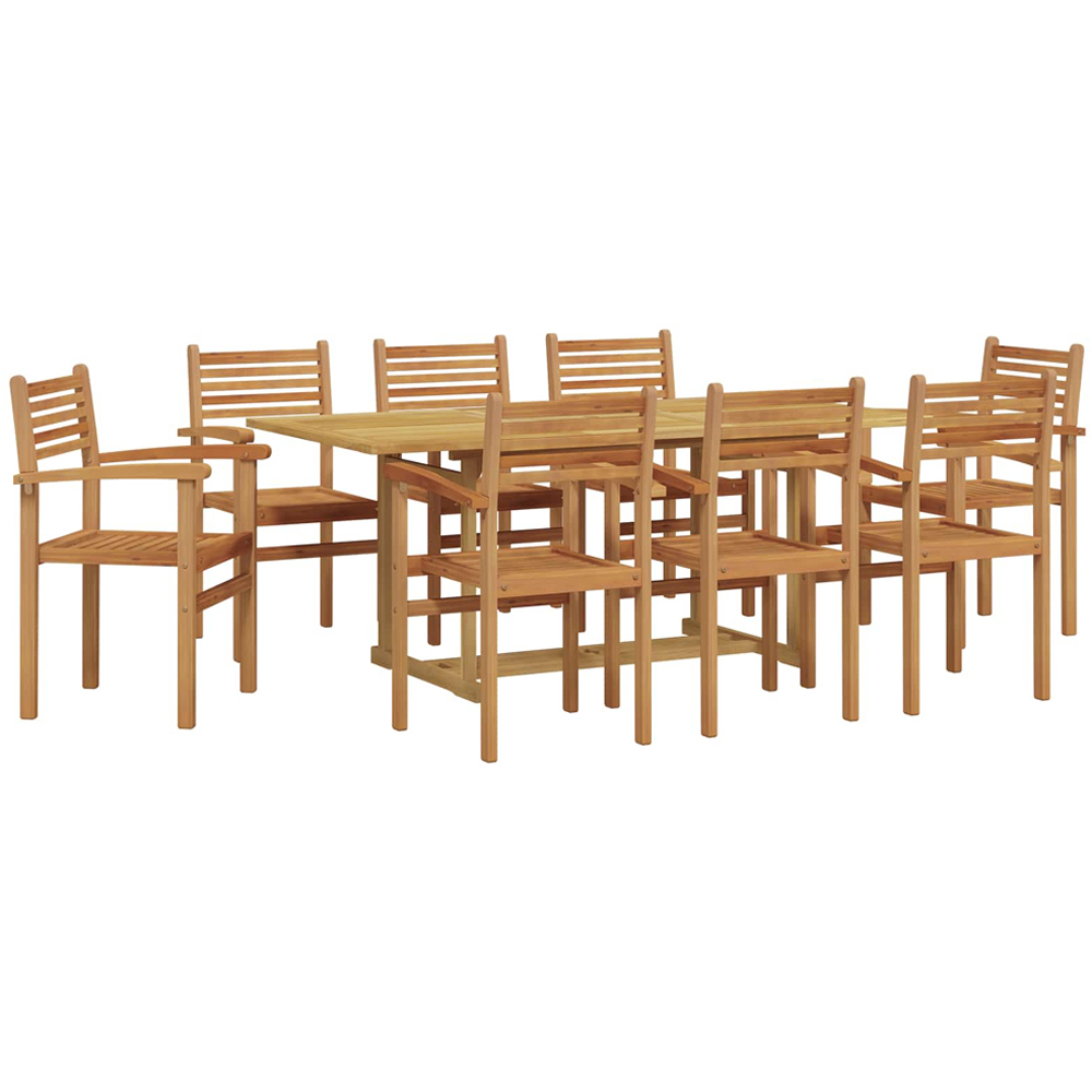 vidaXL 8 Seater Solid Teak Wood Rectangular Dining Set Brown Image 2