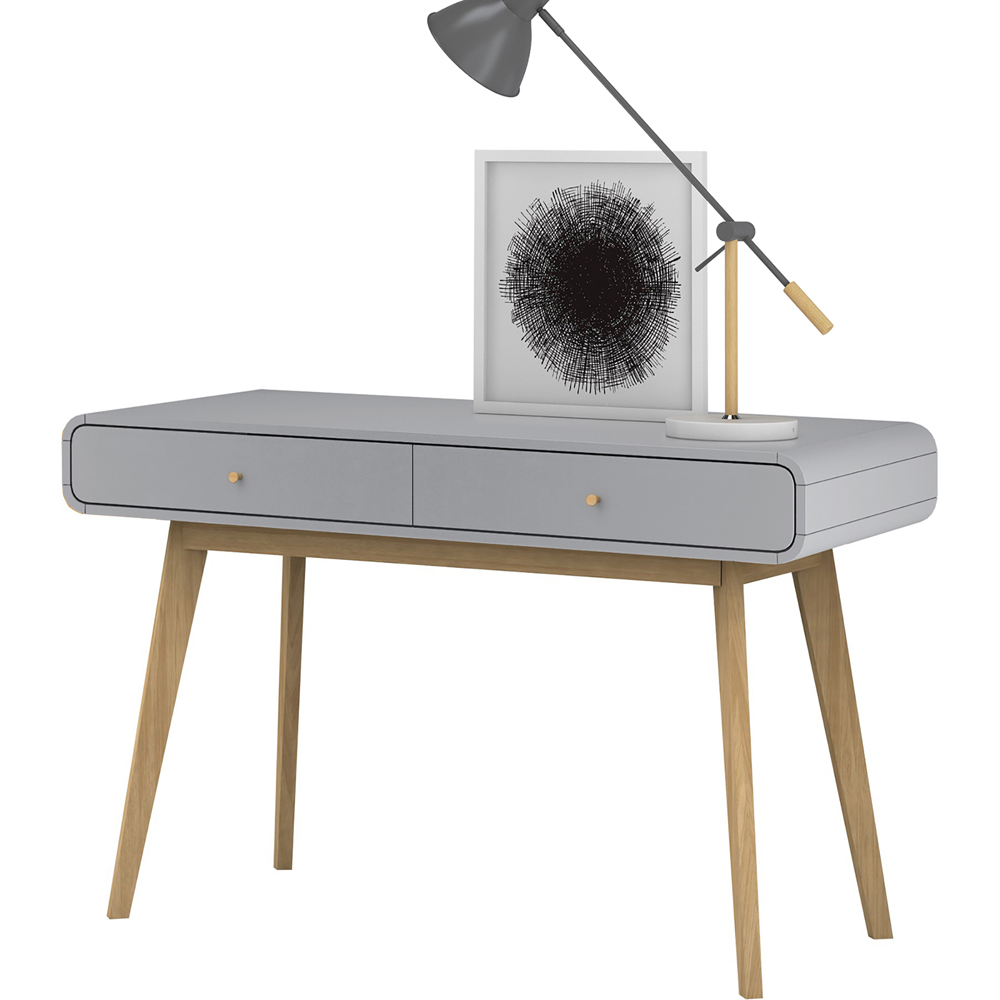 Loft24 Cassie 2 Drawer Grey Writing Desk Image 7