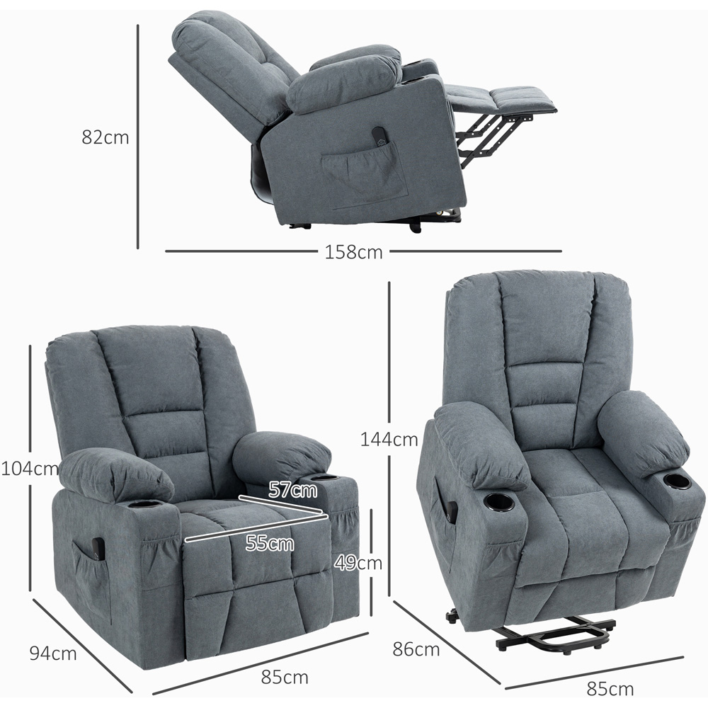 HOMCOM Grey Power Lift Recliner Chair with Remote Image 8