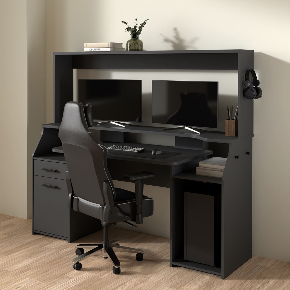 Florence Function Plus Single Door Single Drawer Desk Black Image 6