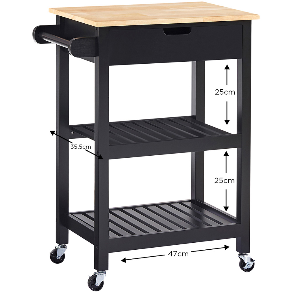 Charles Bentley Black Kitchen Trolley Cart Wilko